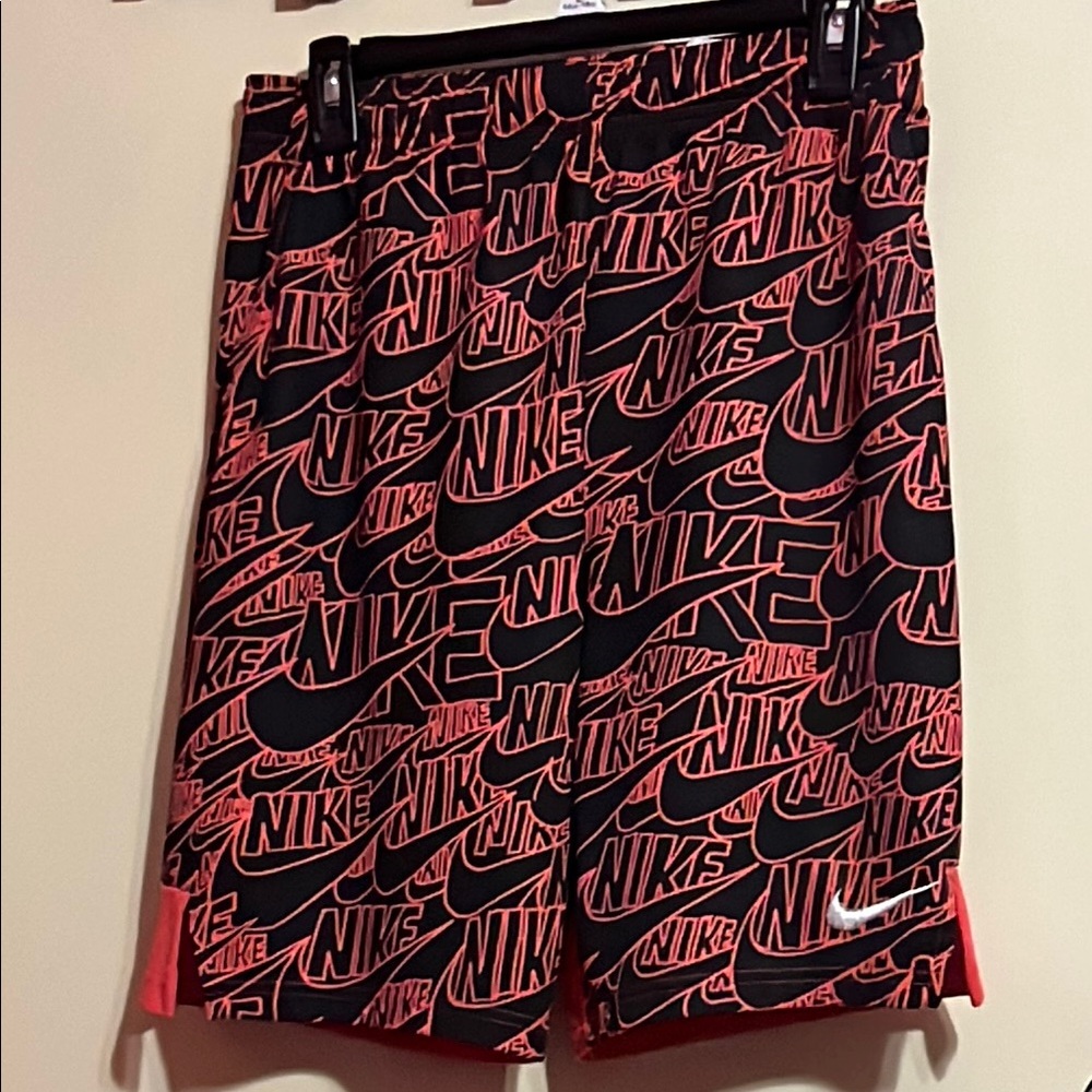 Nike Black and Red Logo Shorts